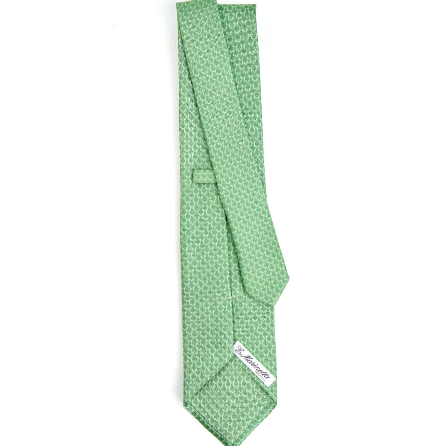CRAVATTA SARTORIALE CLASSICA IN SETA VERDE Microfantasia m geometrica