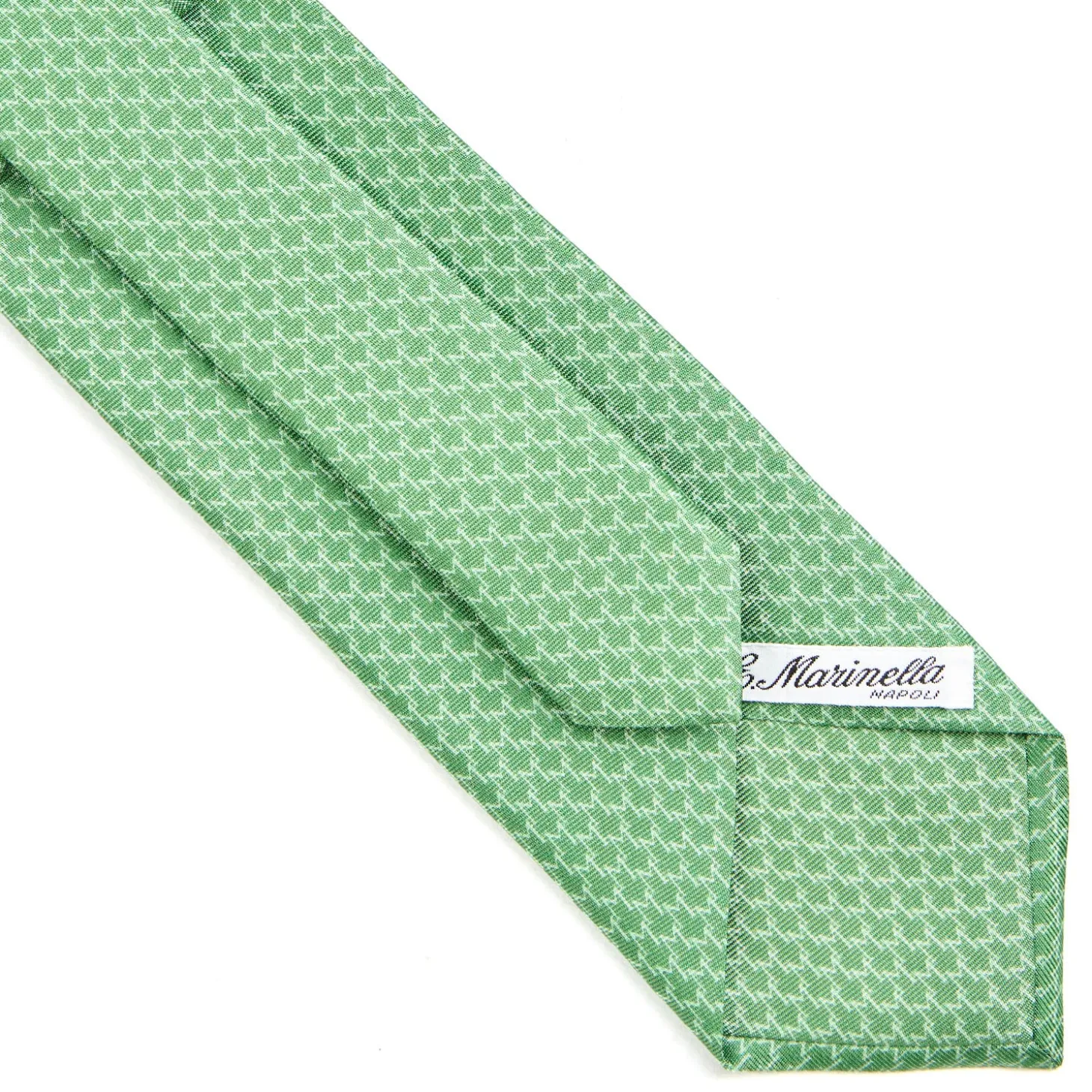 CRAVATTA SARTORIALE CLASSICA IN SETA VERDE Microfantasia m geometrica