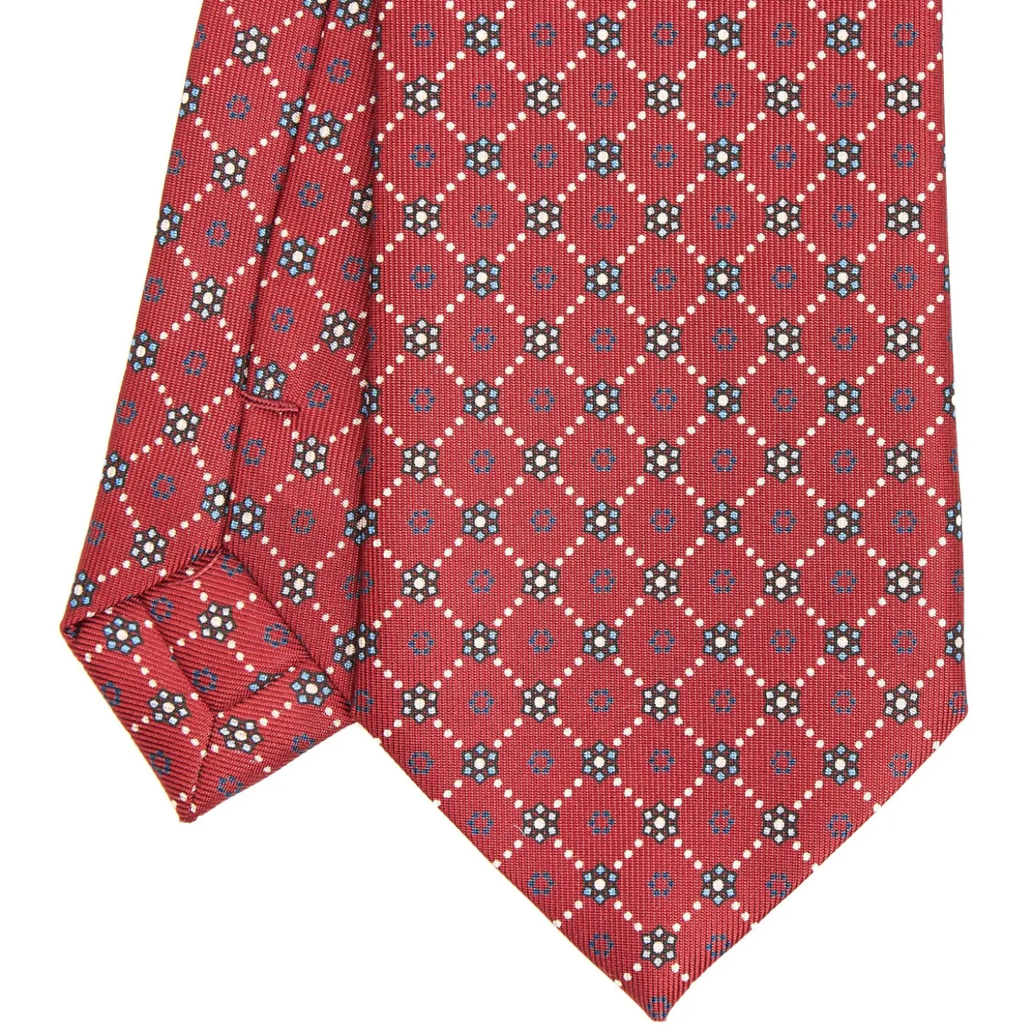 CRAVATTA SARTORIALE CLASSICA IN SETA BORDEAUX Microfantasia fiore