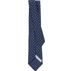 CRAVATTA SARTORIALE CLASSICA IN SETA BLU SCURO Microfantasia fiore