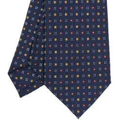 CRAVATTA SARTORIALE CLASSICA IN SETA BLU SCURO Microfantasia fiore