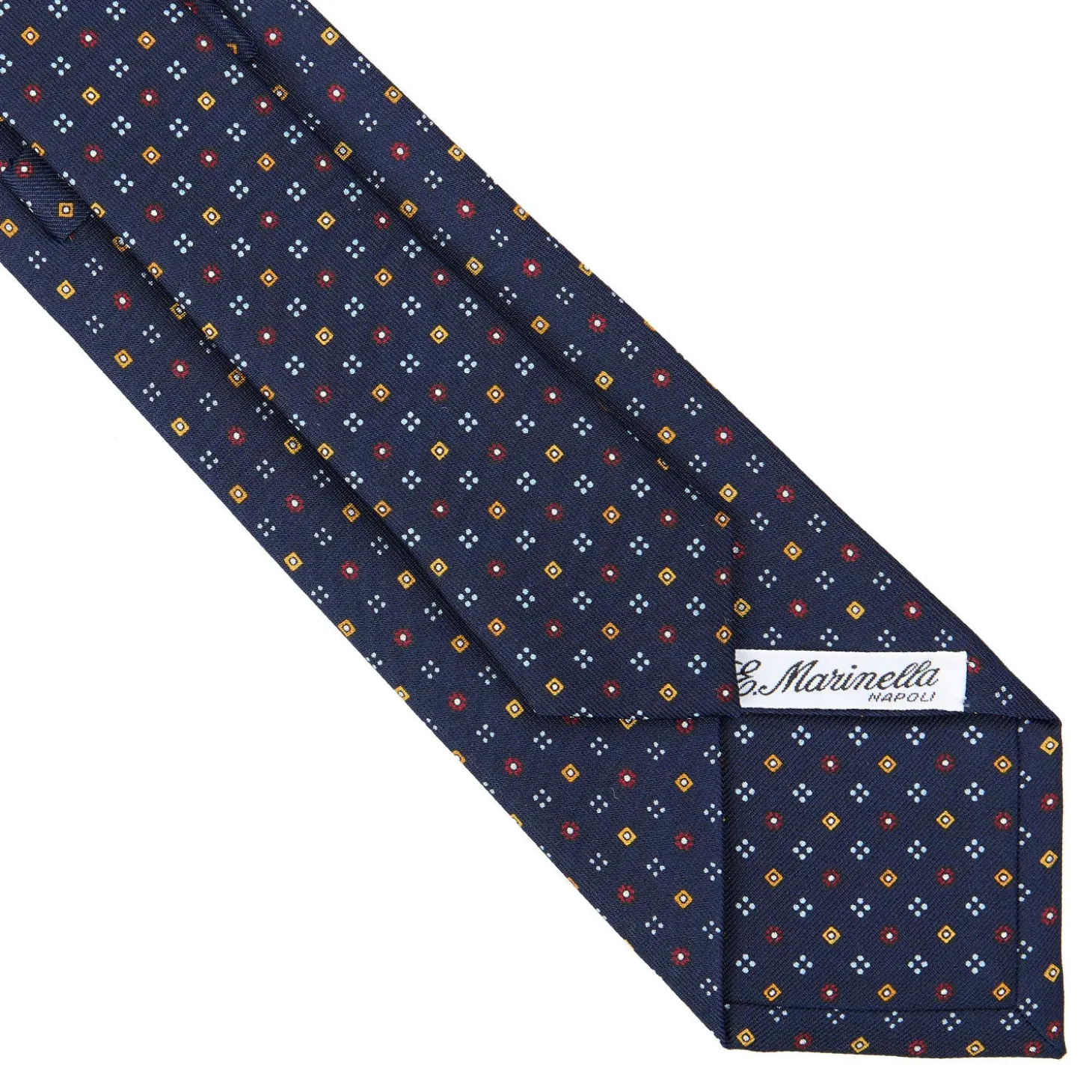 CRAVATTA SARTORIALE CLASSICA IN SETA BLU SCURO Microfantasia fiore