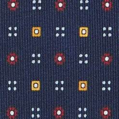 CRAVATTA SARTORIALE CLASSICA IN SETA BLU SCURO Microfantasia fiore