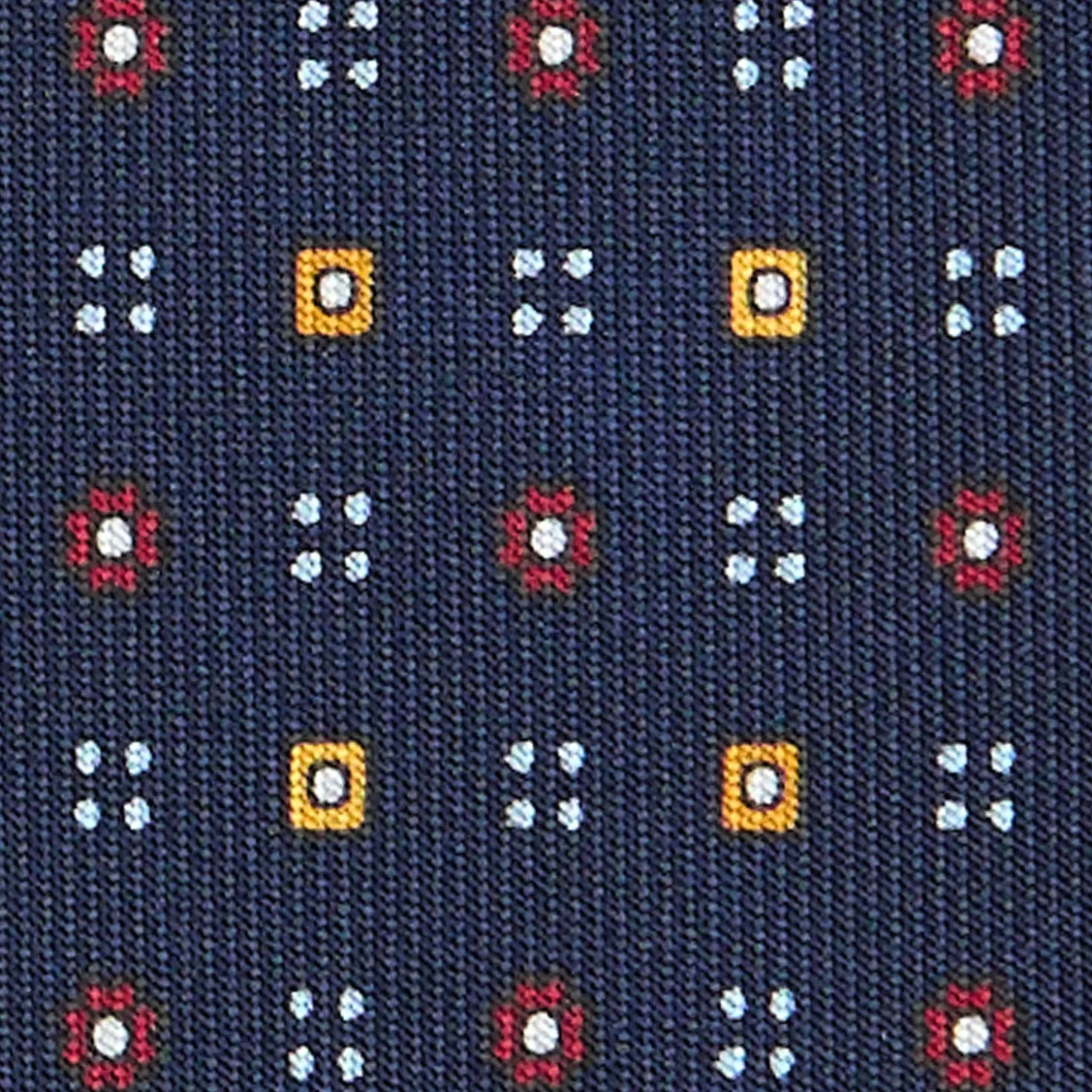 CRAVATTA SARTORIALE CLASSICA IN SETA BLU SCURO Microfantasia fiore