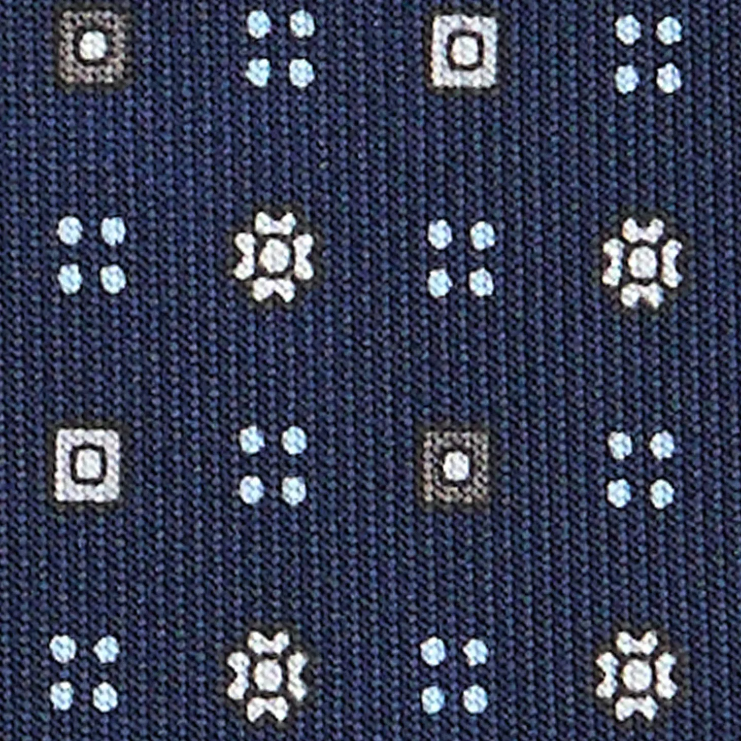 CRAVATTA SARTORIALE CLASSICA IN SETA BLU SCURO Microfantasia fiore