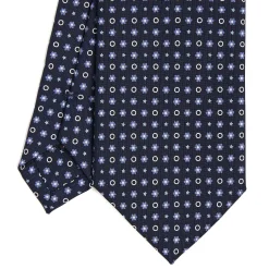 CRAVATTA SARTORIALE CLASSICA IN SETA BLU SCURO Microfantasia fiore