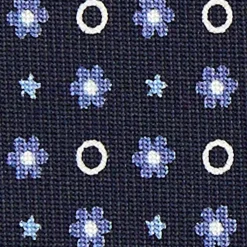 CRAVATTA SARTORIALE CLASSICA IN SETA BLU SCURO Microfantasia fiore
