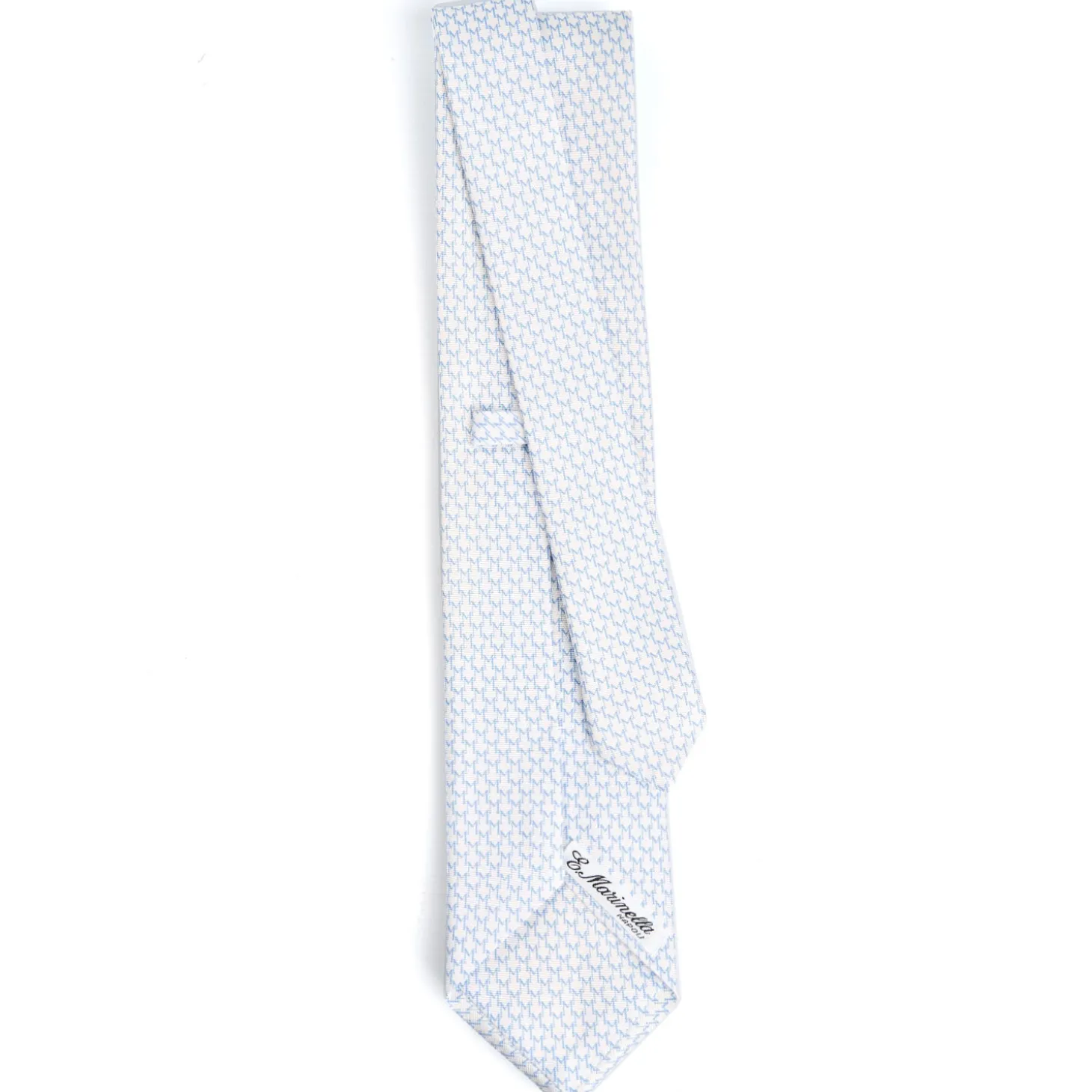 CRAVATTA SARTORIALE CLASSICA IN SETA BIANCA Microfantasia m geometrica