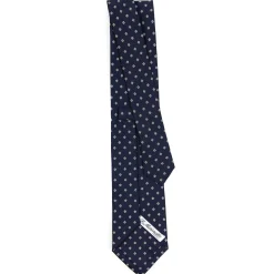 CRAVATTA SARTORIALE CLASSICA IN SETA BLU SCURO Microfantasia fiore