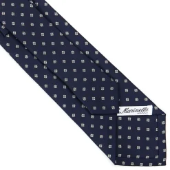 CRAVATTA SARTORIALE CLASSICA IN SETA BLU SCURO Microfantasia fiore