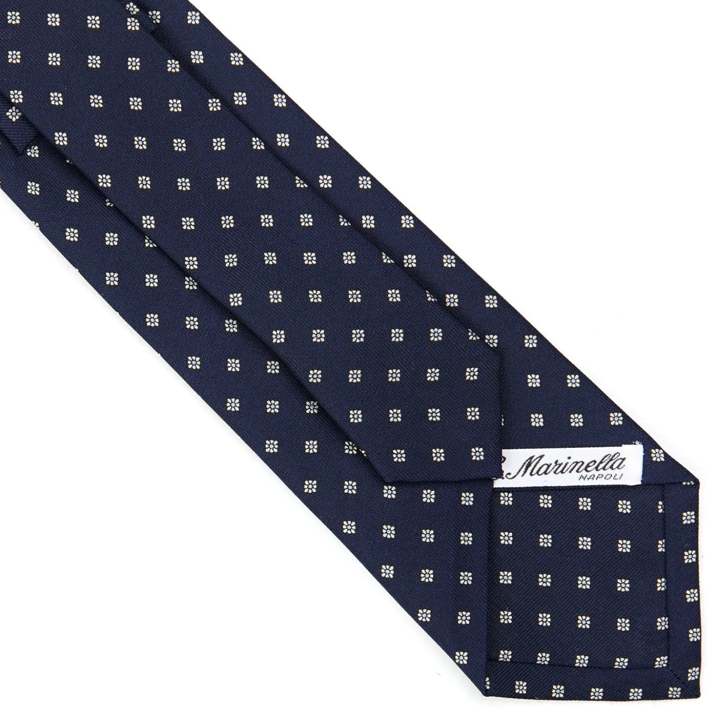 CRAVATTA SARTORIALE CLASSICA IN SETA BLU SCURO Microfantasia fiore