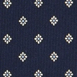 CRAVATTA SARTORIALE CLASSICA IN SETA BLU SCURO Microfantasia fiore