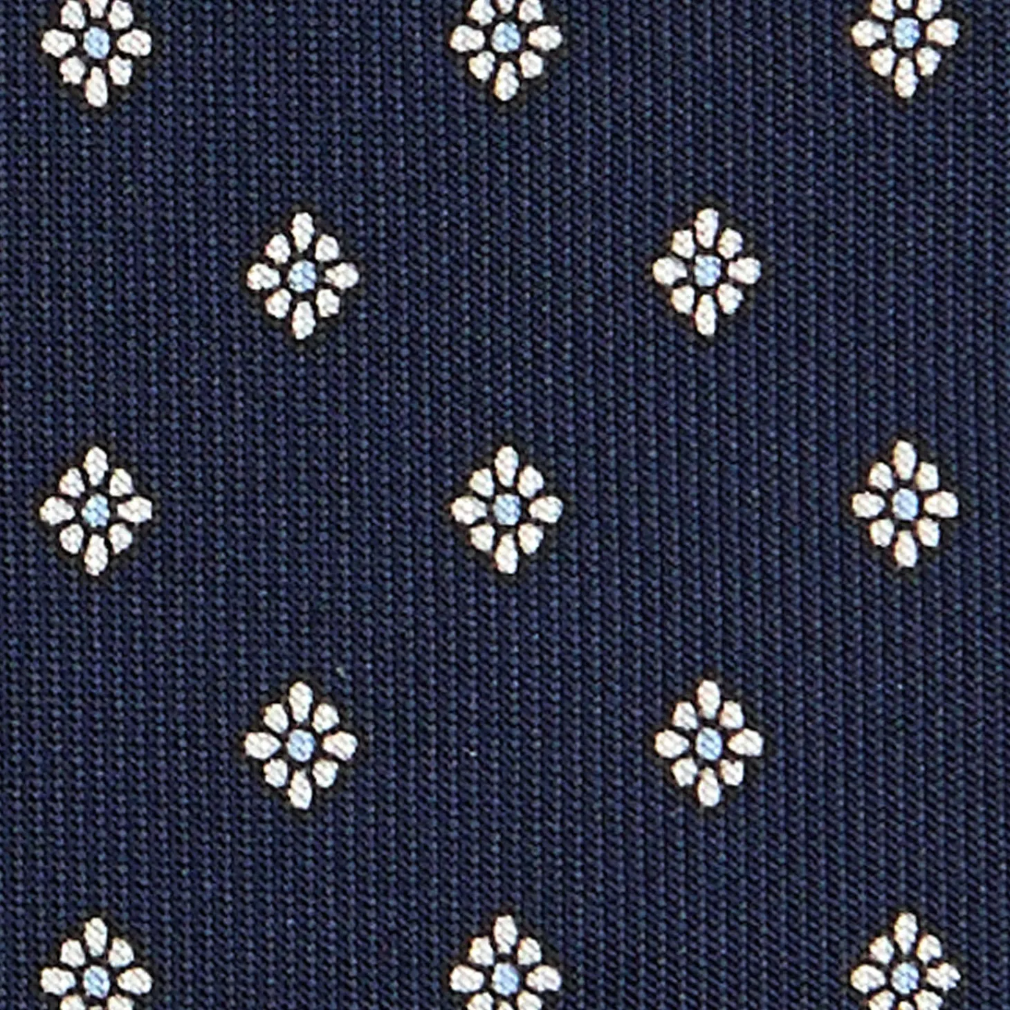 CRAVATTA SARTORIALE CLASSICA IN SETA BLU SCURO Microfantasia fiore