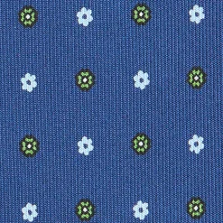 CRAVATTA SARTORIALE CLASSICA IN SETA BLU Microfantasia fiore