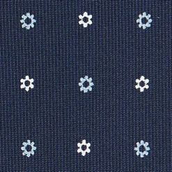 CRAVATTA SARTORIALE CLASSICA IN SETA BLU SCURO Microfantasia fiore