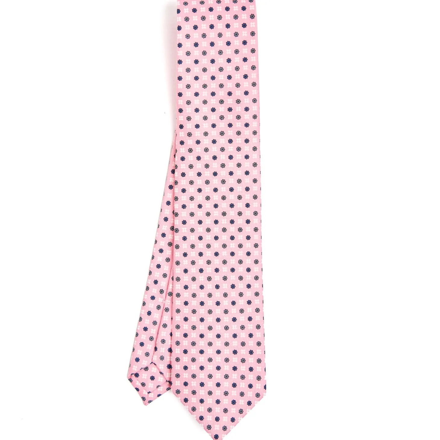 CRAVATTA SARTORIALE CLASSICA IN SETA ROSA Microfantasia fiore