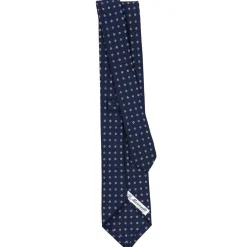 CRAVATTA SARTORIALE CLASSICA IN SETA BLU SCURO Microfantasia fiore