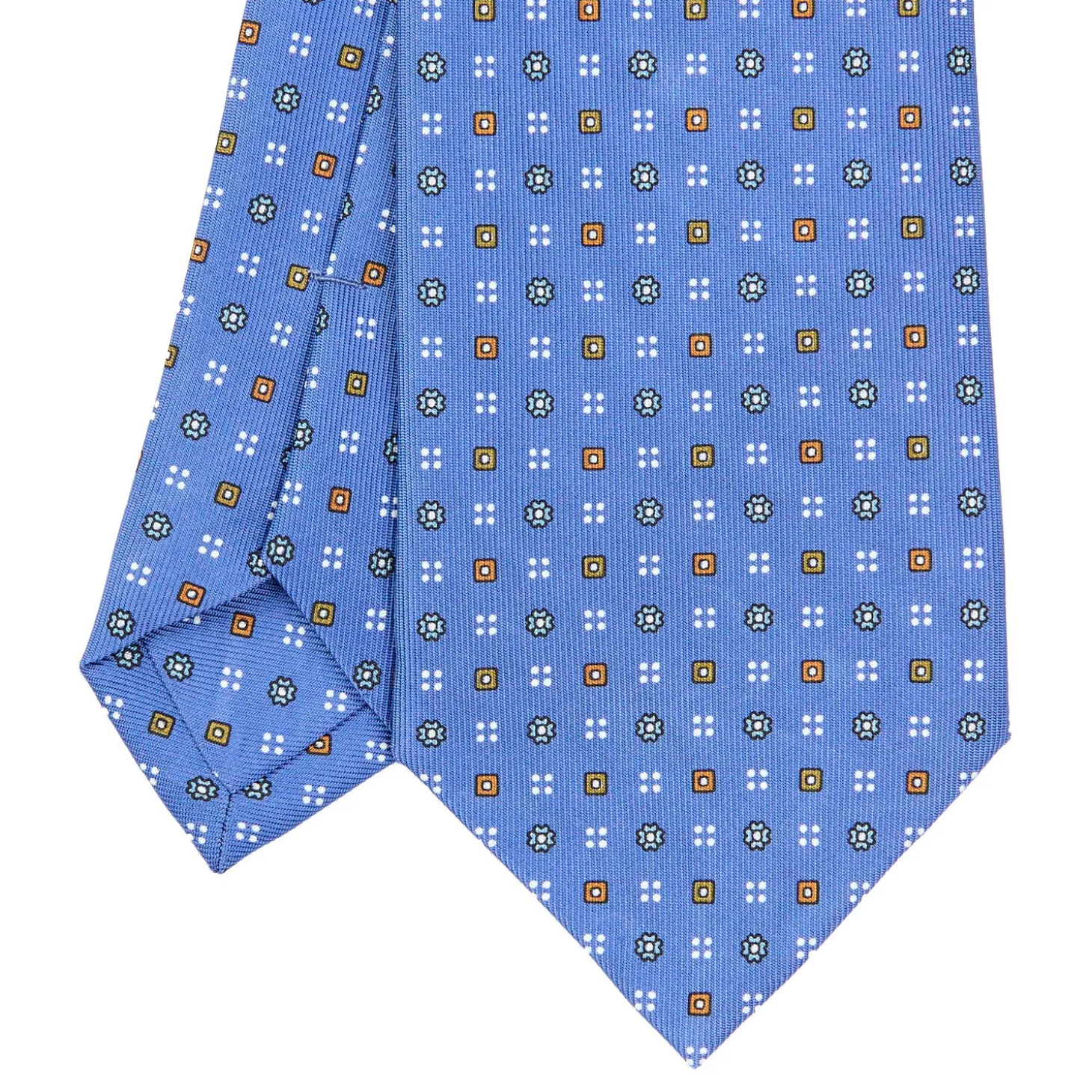 CRAVATTA SARTORIALE CLASSICA IN SETA AZZURRO POLVERE Microfantasia fiore