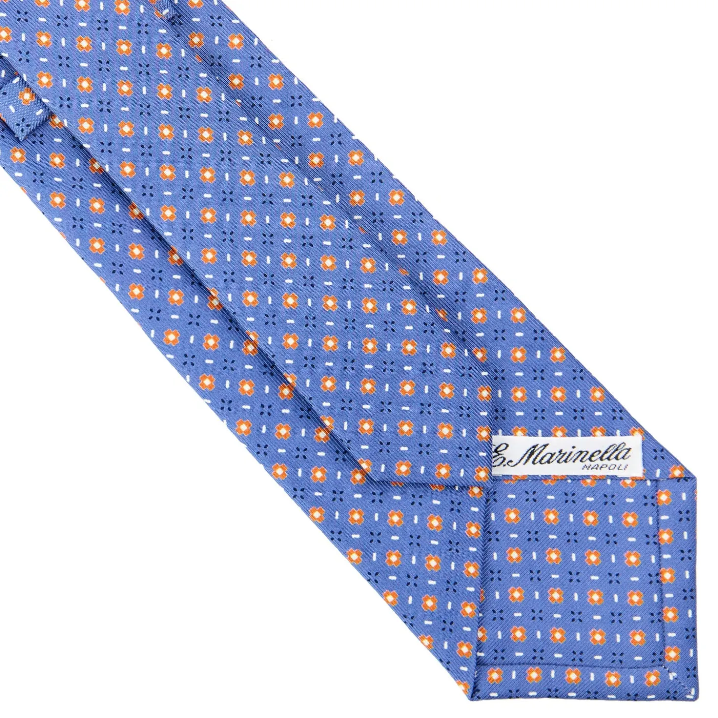 CRAVATTA SARTORIALE CLASSICA IN SETA AZZURRO POLVERE Microfantasia fiore
