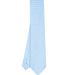 CRAVATTA SARTORIALE CLASSICA IN SETA AZZURRO Microfantasia fiore