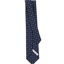 CRAVATTA SARTORIALE CLASSICA IN SETA BLU SCURO Microfantasia fiore