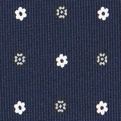 CRAVATTA SARTORIALE CLASSICA IN SETA BLU SCURO Microfantasia fiore