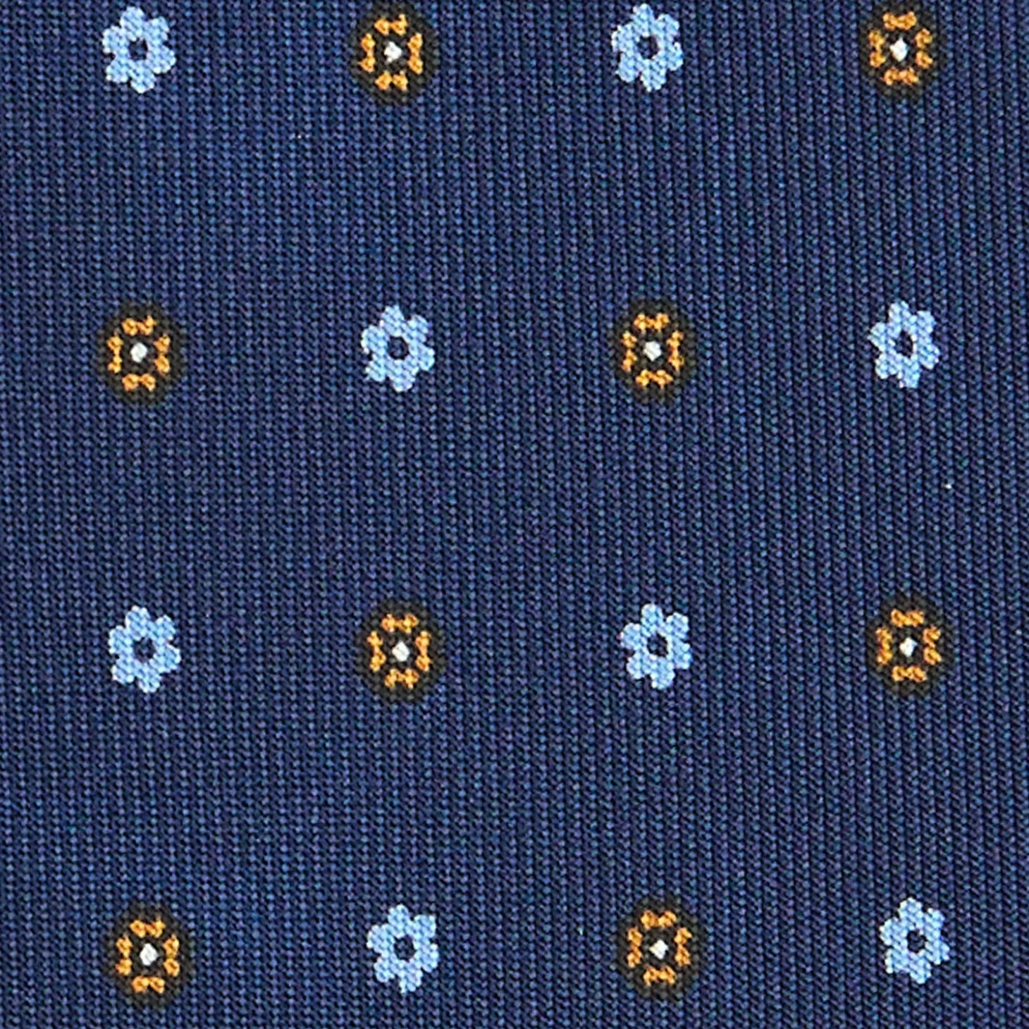 CRAVATTA SARTORIALE CLASSICA IN SETA BLU SCURO Microfantasia fiore
