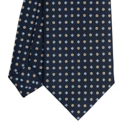 CRAVATTA SARTORIALE CLASSICA IN SETA BLU SCURO Microfantasia fiore