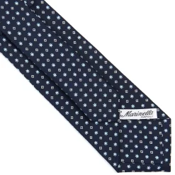 CRAVATTA SARTORIALE CLASSICA IN SETA BLU SCURO Microfantasia fiore