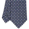 CRAVATTA SARTORIALE CLASSICA IN SETA BLU SCURO Microfantasia fiore