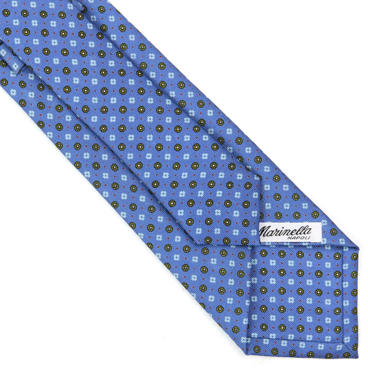CRAVATTA SARTORIALE CLASSICA IN SETA AZZURRO POLVERE Microfantasia fiore
