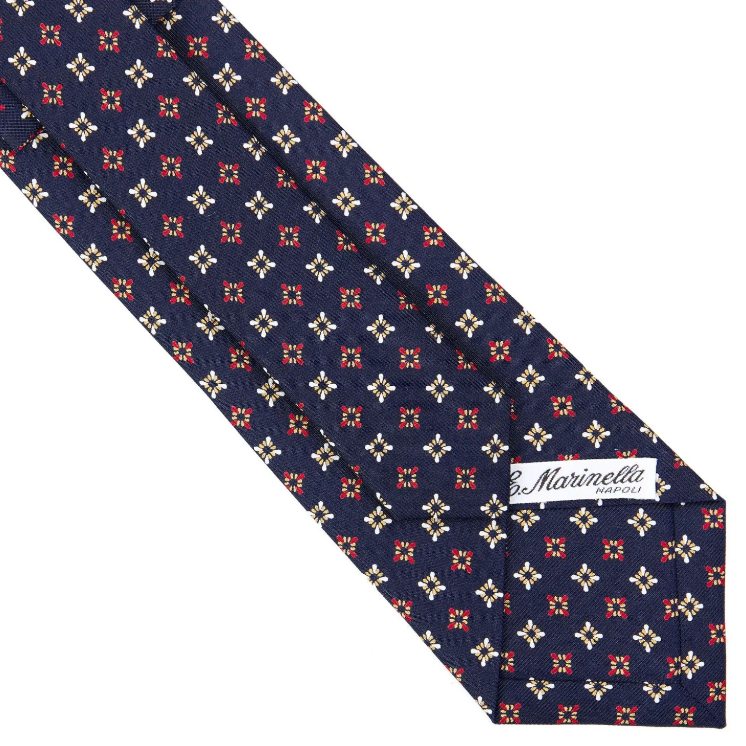 CRAVATTA SARTORIALE CLASSICA IN SETA BLU SCURO Microfantasia fiore