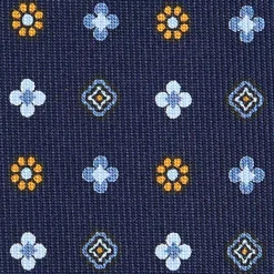 CRAVATTA SARTORIALE CLASSICA IN SETA BLU SCURO Microfantasia fiore