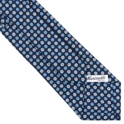 CRAVATTA SARTORIALE CLASSICA IN SETA BLU SCURO Microfantasia fiore