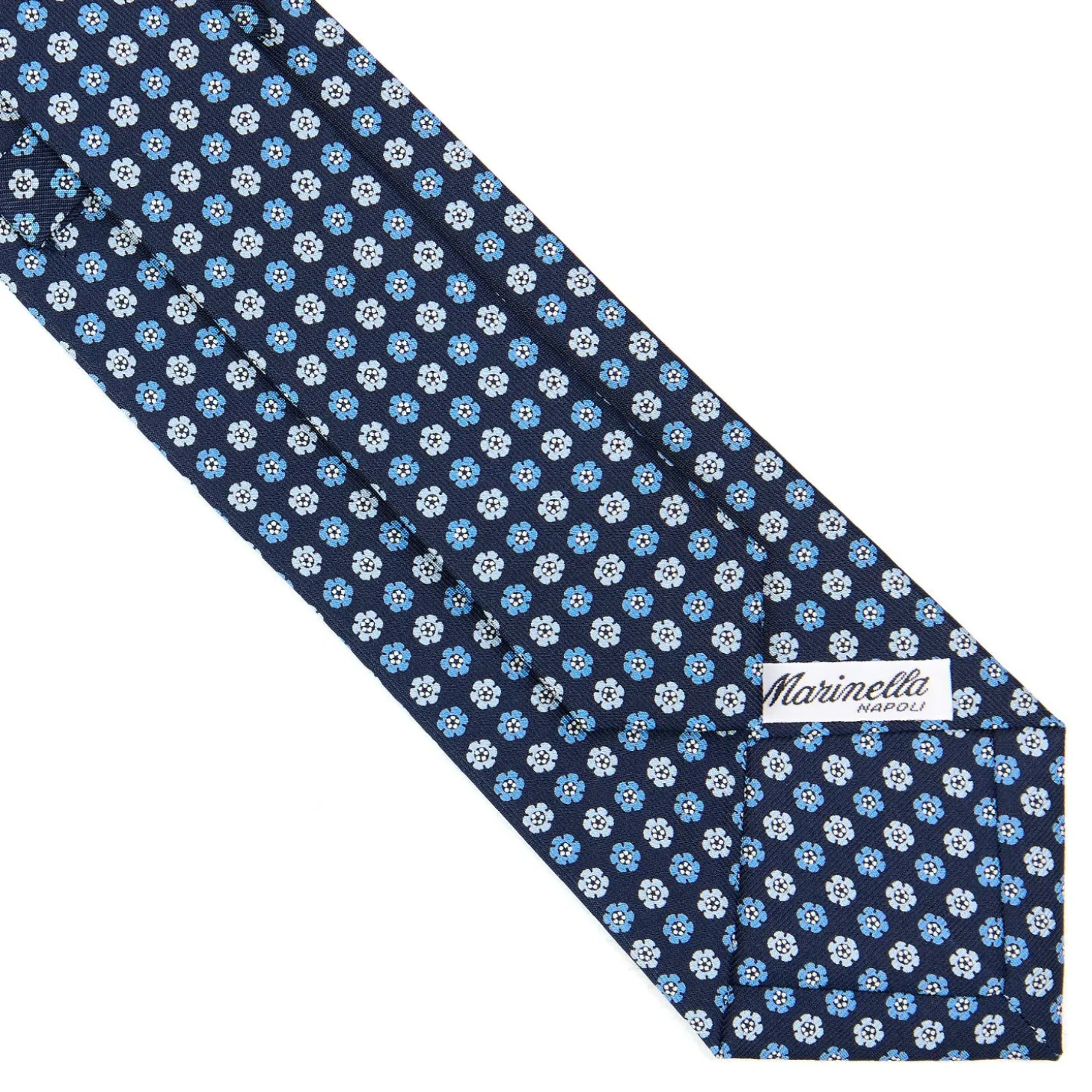 CRAVATTA SARTORIALE CLASSICA IN SETA BLU SCURO Microfantasia fiore