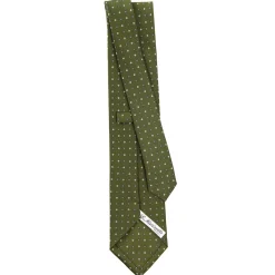 CRAVATTA SARTORIALE CLASSICA IN SETA VERDE OLIVA Microfantasia fiore