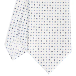 CRAVATTA SARTORIALE CLASSICA IN SETA BIANCO Microfantasia fiore