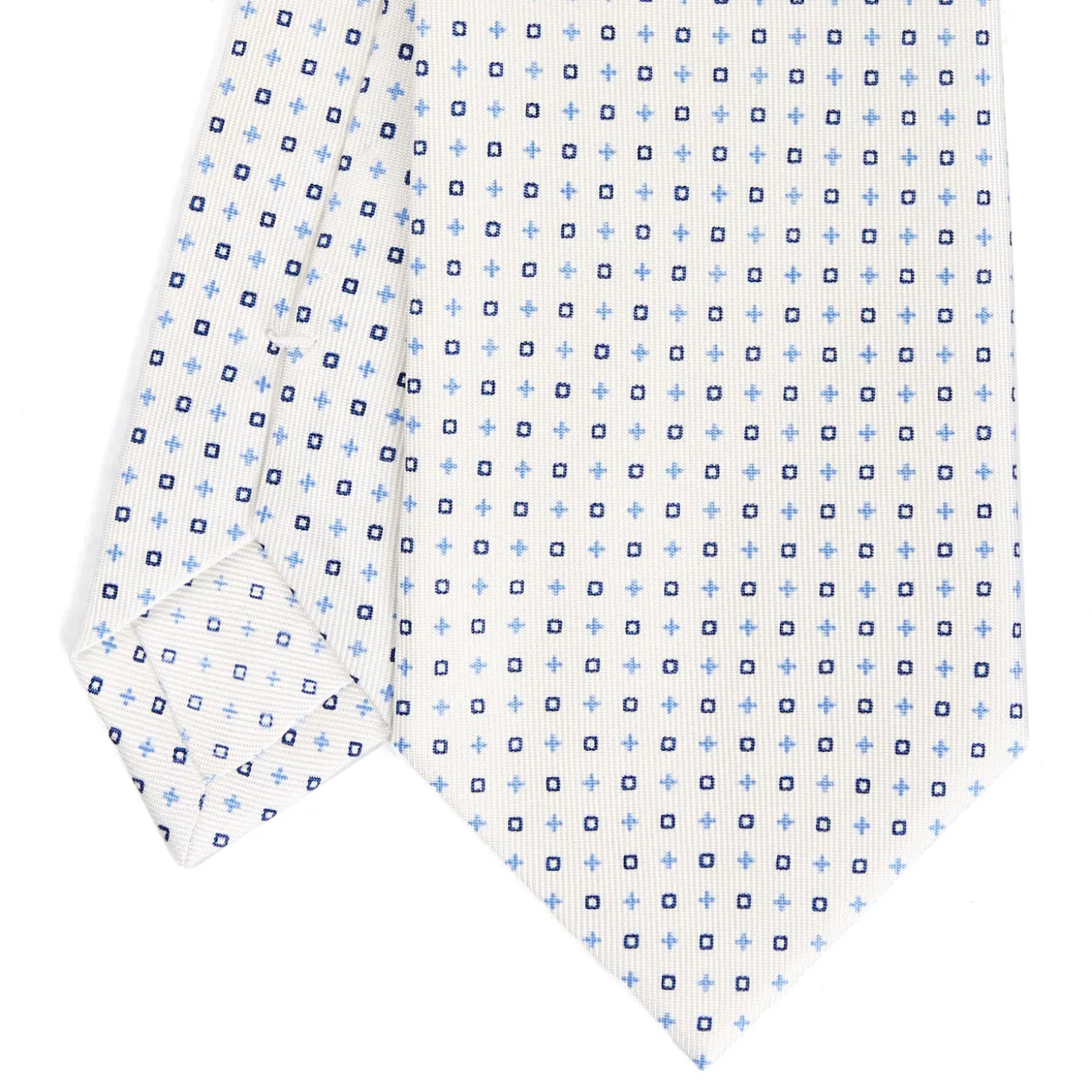 CRAVATTA SARTORIALE CLASSICA IN SETA BIANCO Microfantasia fiore
