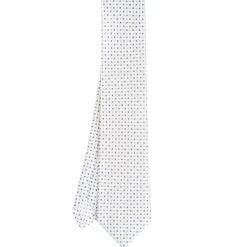 CRAVATTA SARTORIALE CLASSICA IN SETA BIANCO Microfantasia fiore