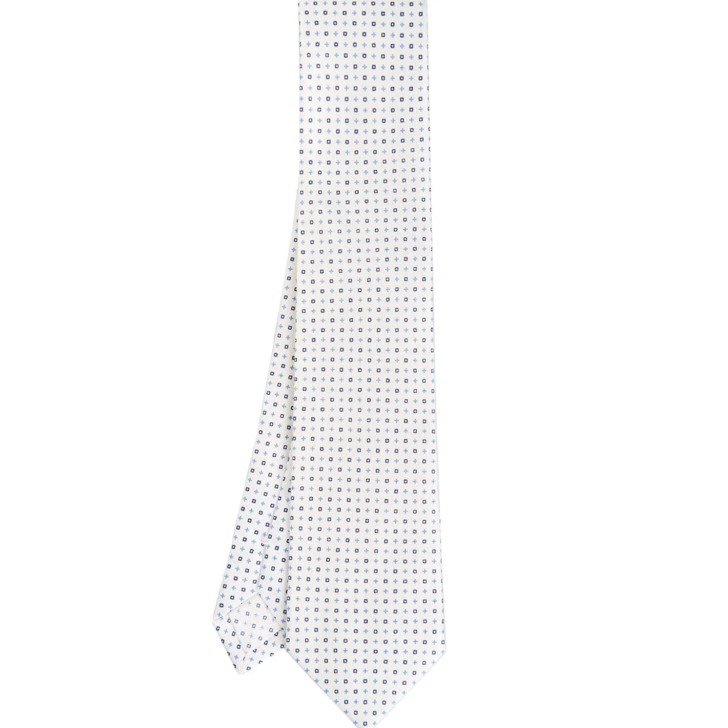 CRAVATTA SARTORIALE CLASSICA IN SETA BIANCO Microfantasia fiore