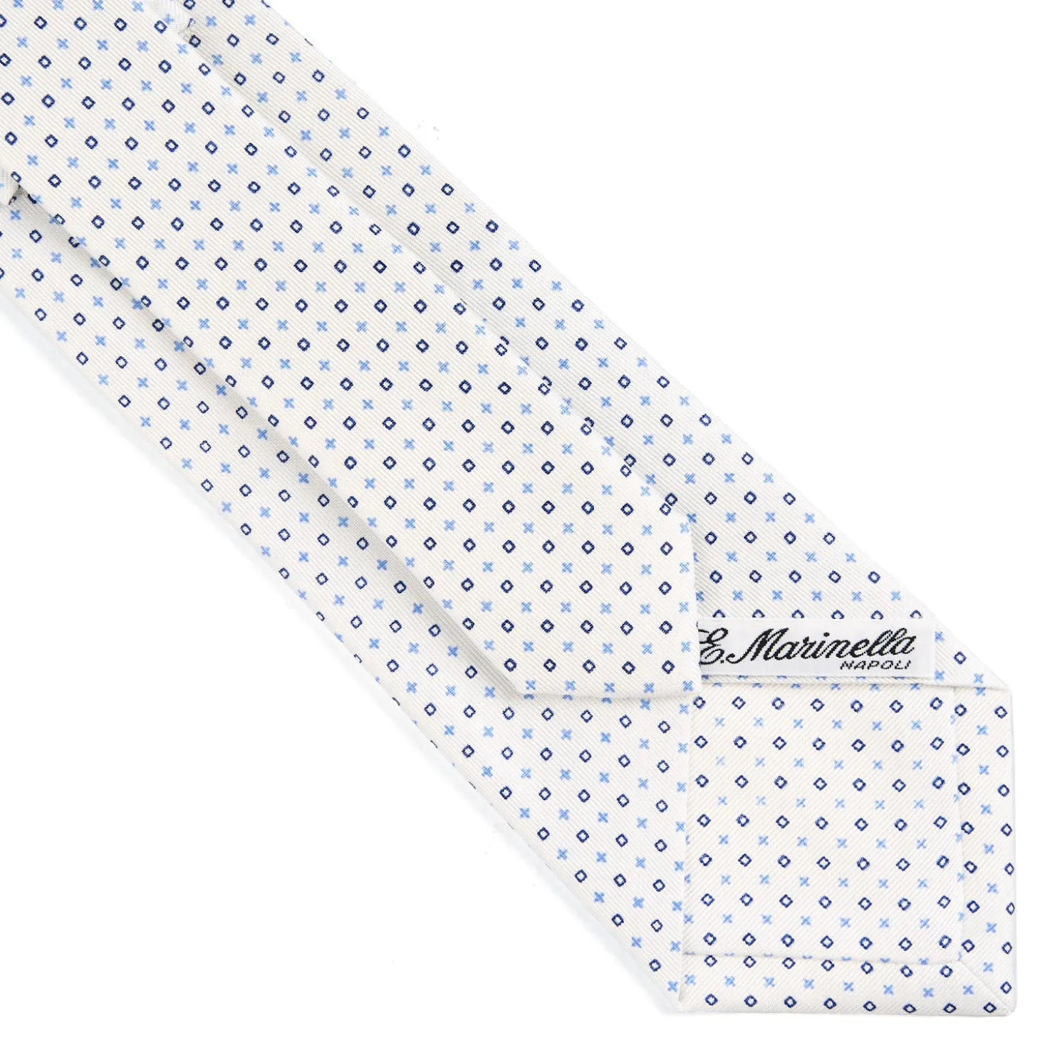 CRAVATTA SARTORIALE CLASSICA IN SETA BIANCO Microfantasia fiore