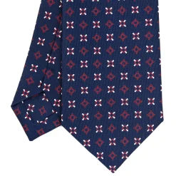 CRAVATTA SARTORIALE CLASSICA IN SETA BLU SCURO Microfantasia fiore