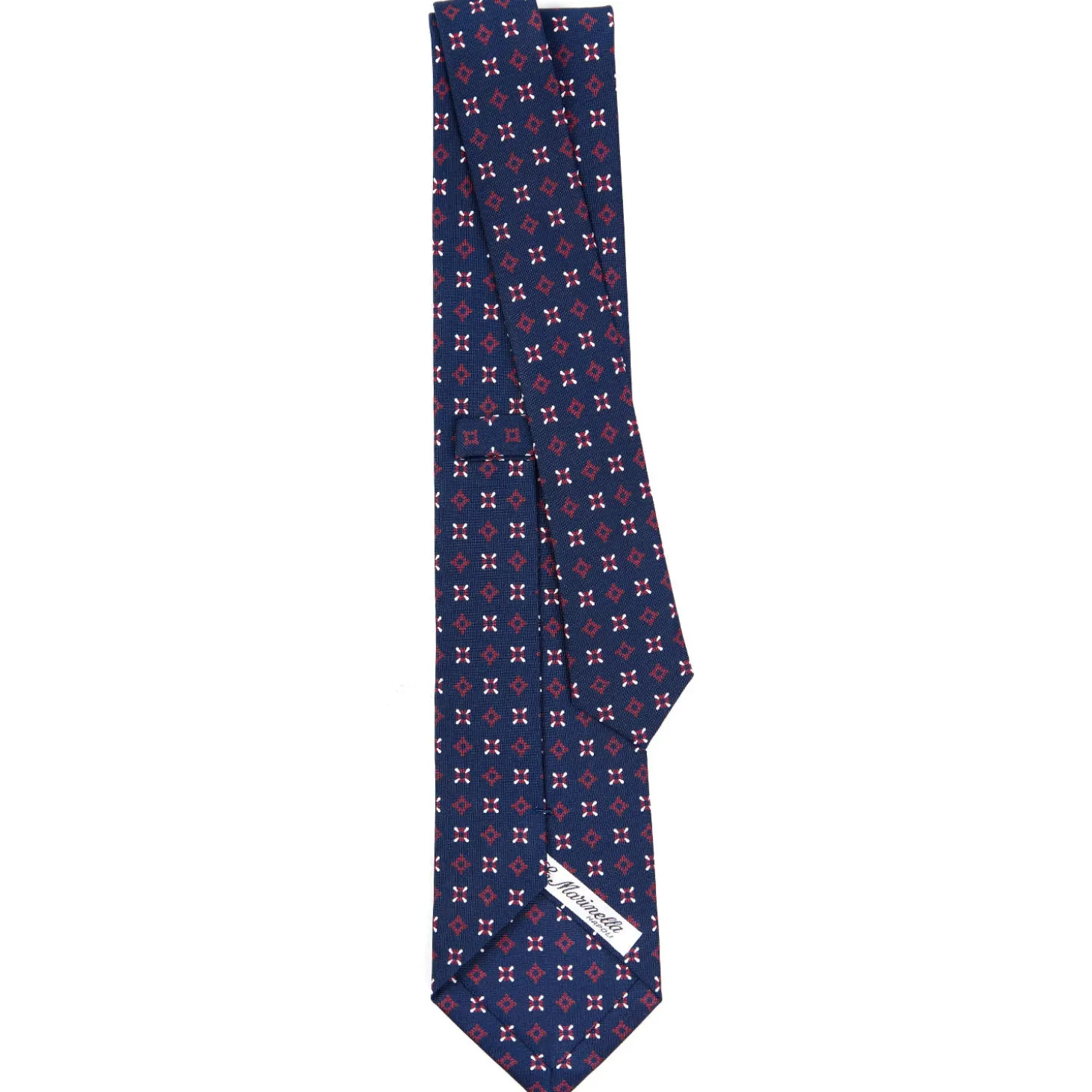 CRAVATTA SARTORIALE CLASSICA IN SETA BLU SCURO Microfantasia fiore