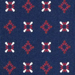 CRAVATTA SARTORIALE CLASSICA IN SETA BLU SCURO Microfantasia fiore