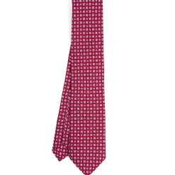 CRAVATTA SARTORIALE CLASSICA IN SETA FUCSIA Microfantasia fiore