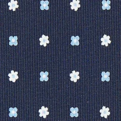 CRAVATTA SARTORIALE CLASSICA IN SETA BLU SCURO Microfantasia fiore