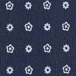 CRAVATTA SARTORIALE CLASSICA IN SETA BLU SCURO Microfantasia fiore