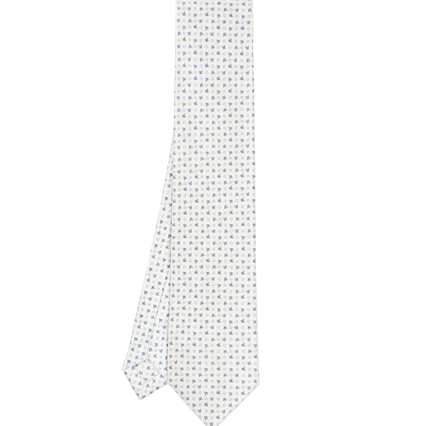 CRAVATTA SARTORIALE CLASSICA IN SETA BIANCA Microfantasia fiore