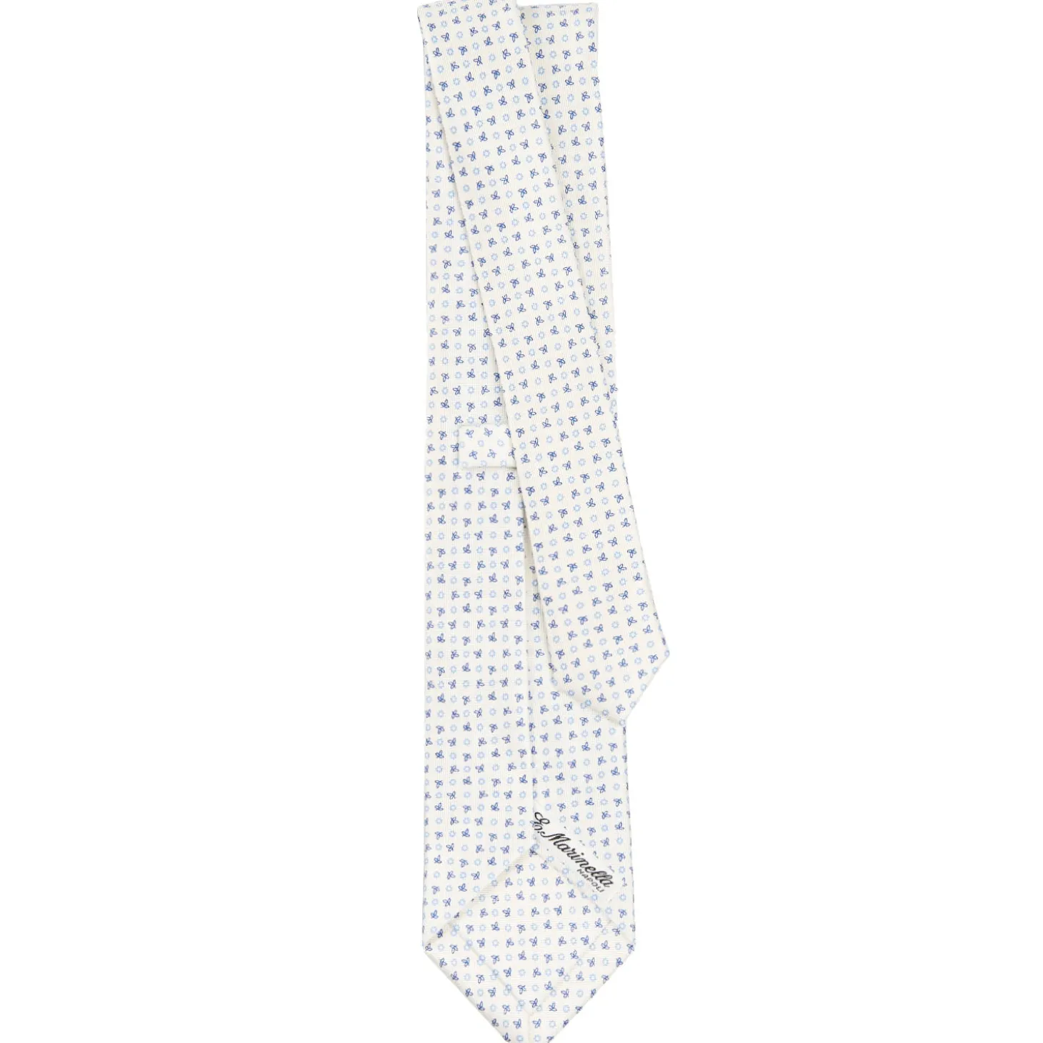 CRAVATTA SARTORIALE CLASSICA IN SETA BIANCA Microfantasia fiore