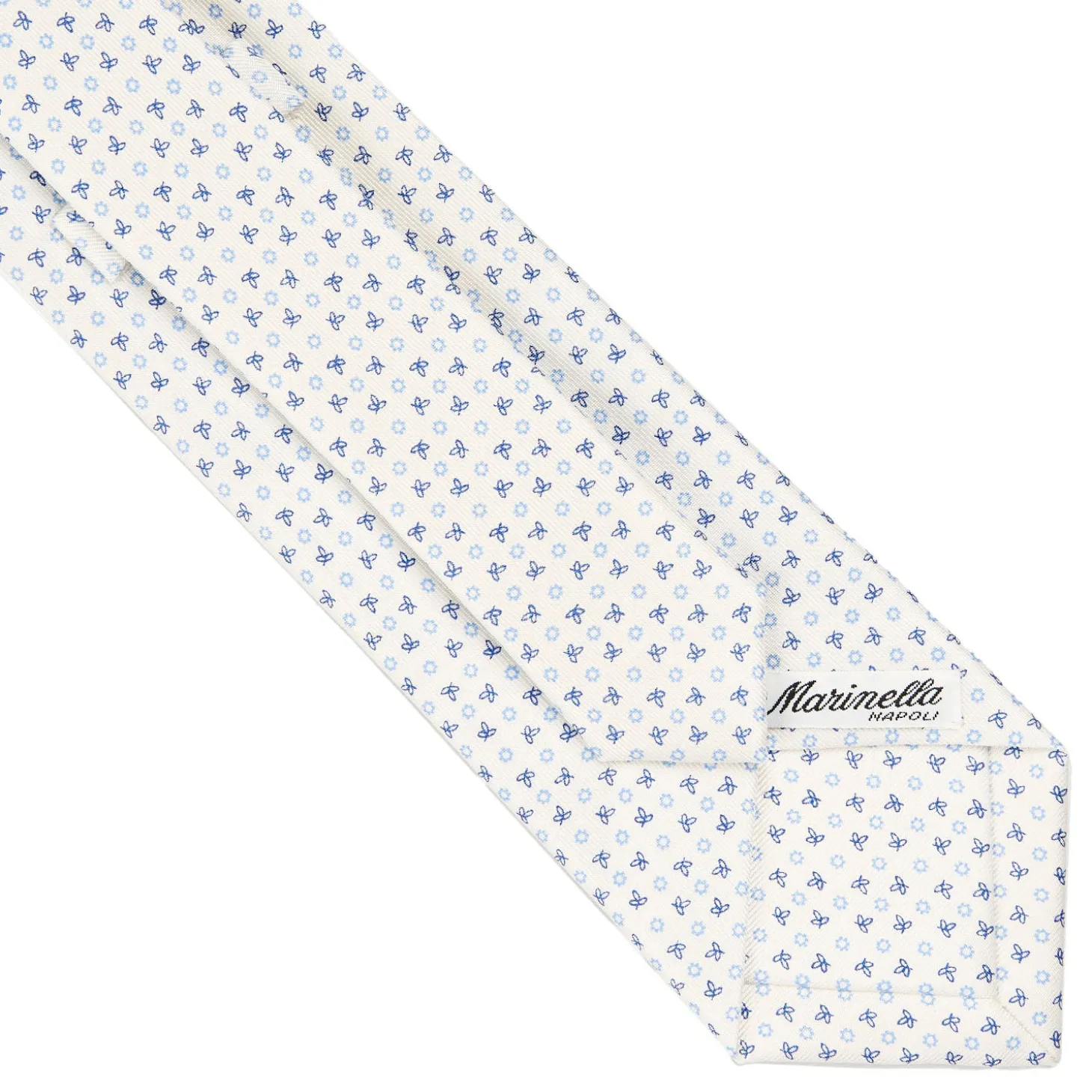 CRAVATTA SARTORIALE CLASSICA IN SETA BIANCA Microfantasia fiore